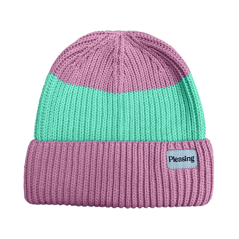 The Pleasing Striped Beanie in Lilac and Mint