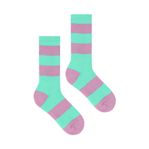 The Slouchy Striped Sock in Lilac and Mint