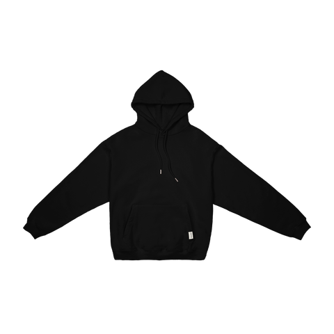 The Heavyweight Drawstring Hoodie in Black Pleasing UK